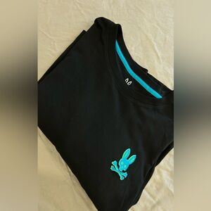 Psycho Bunny Black Tee with Aqua Logo